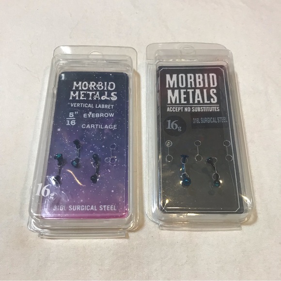 FREE * Morbid Metals NEW Eyebrow Vertical Labret Piercing Balls Stars Rhinestone - Picture 4 of 8